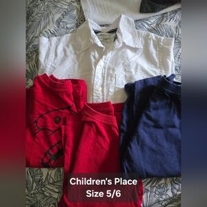 The Children's Place White Button-Down with Red & Navy Tops